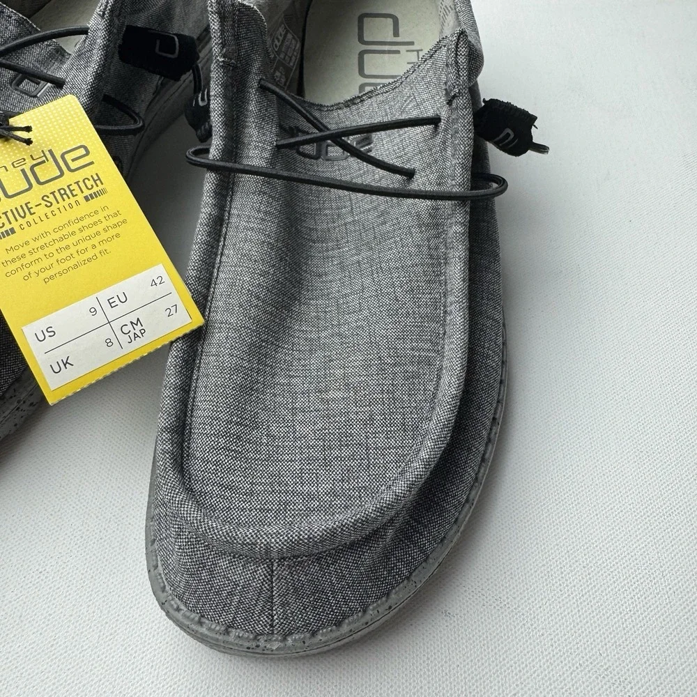 Hey Dude Wally L Stretch Mens 9 Steel Gray Slip On Shoes Loafers NWT